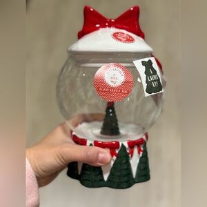 Peppermint Red and Green Light-Up Glass Candy Jar